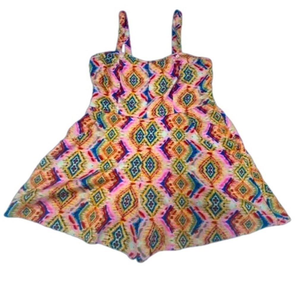 NEW! Band Of Gypsies Romper Large Rainbow Psychedelic Boho Adjustable Straps